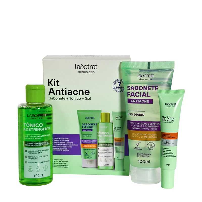 Kit Facial Antiacne 3 Passos de Skincare - Labotrat | Homens de Ouro